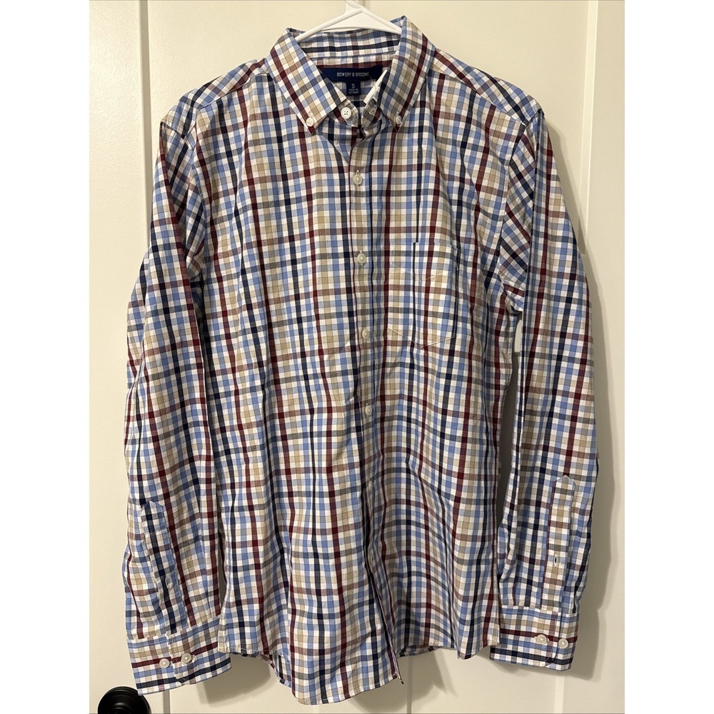 Bowery and Broome Mens Casual Shirt long sleeve Sz Small Blue Plaid NWT